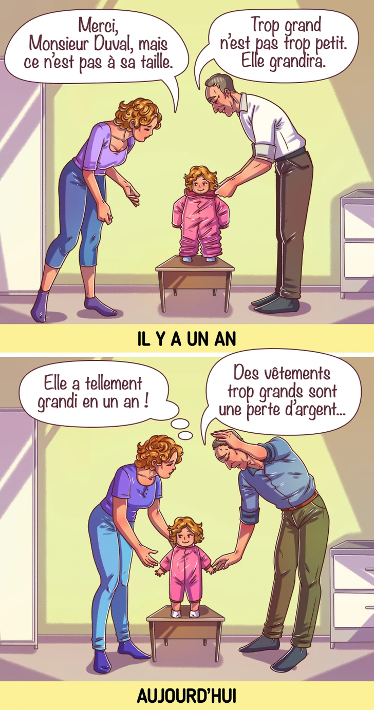 Vêtements pour bébé trop grands