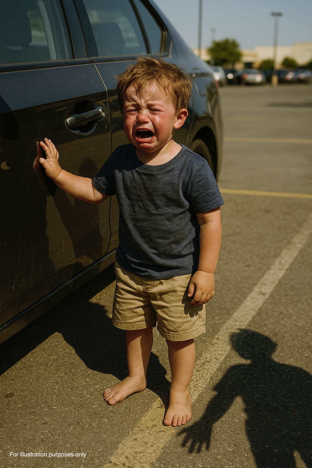 Enfant seul devant une voiture