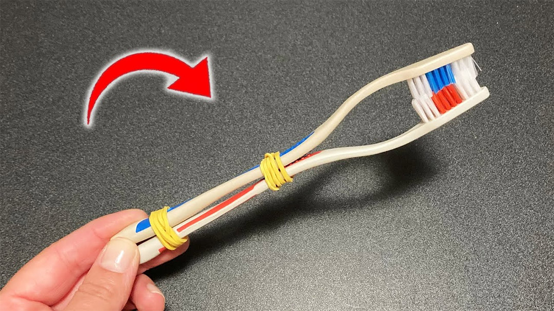 Brosse à dents transformée en casse-noix pour ouvrir des noisettes