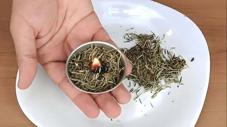 Romarin séché et accessoires pour la combustion