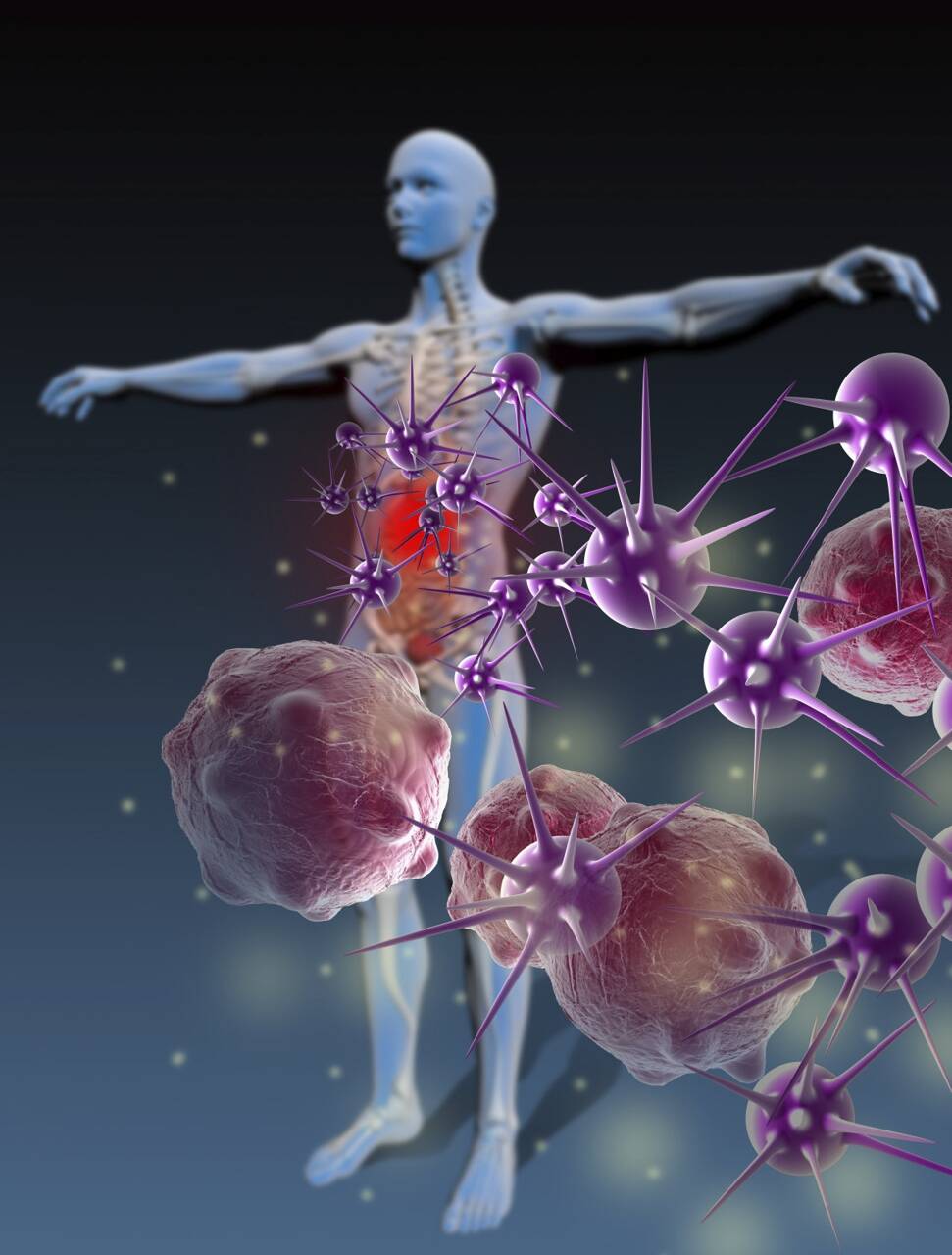 Représentation artistique colorée du microbiote intestinal