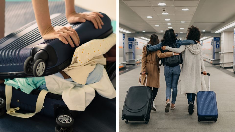 Ruban coloré sur une valise noire dans un aéroport