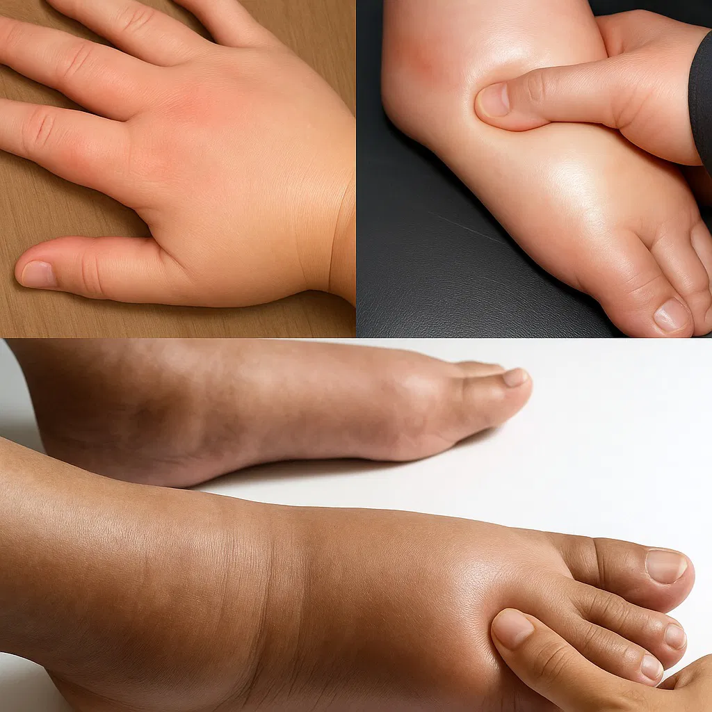 Massage d'une main enflée