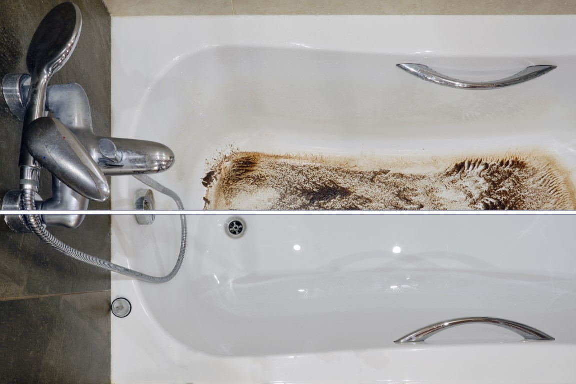 Baignoire avant et après nettoyage