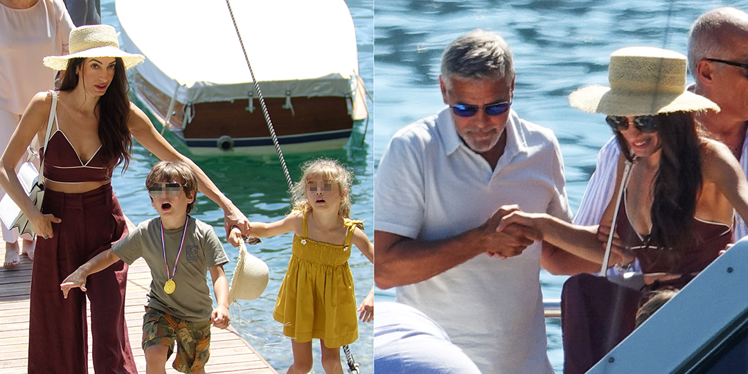 La famille Clooney en promenade