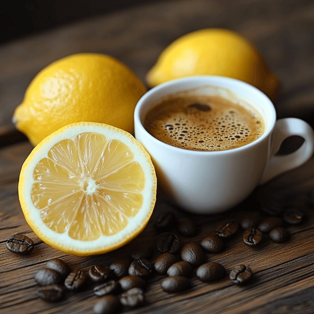 Mélange café-citron dans une tasse