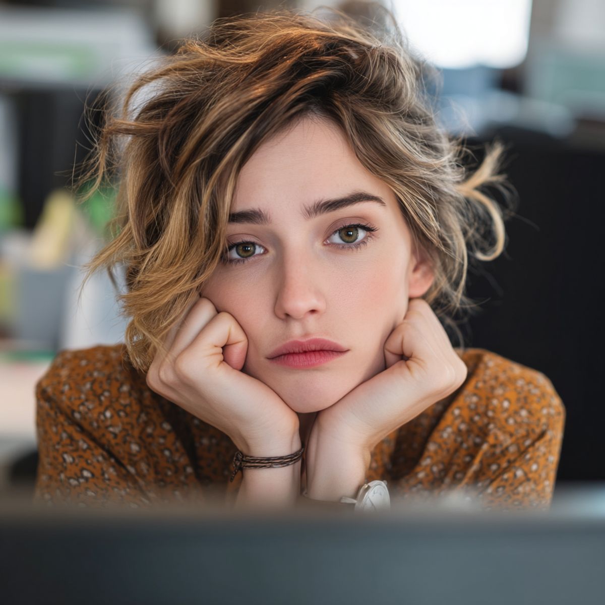 Femme surprise par un appel téléphonique