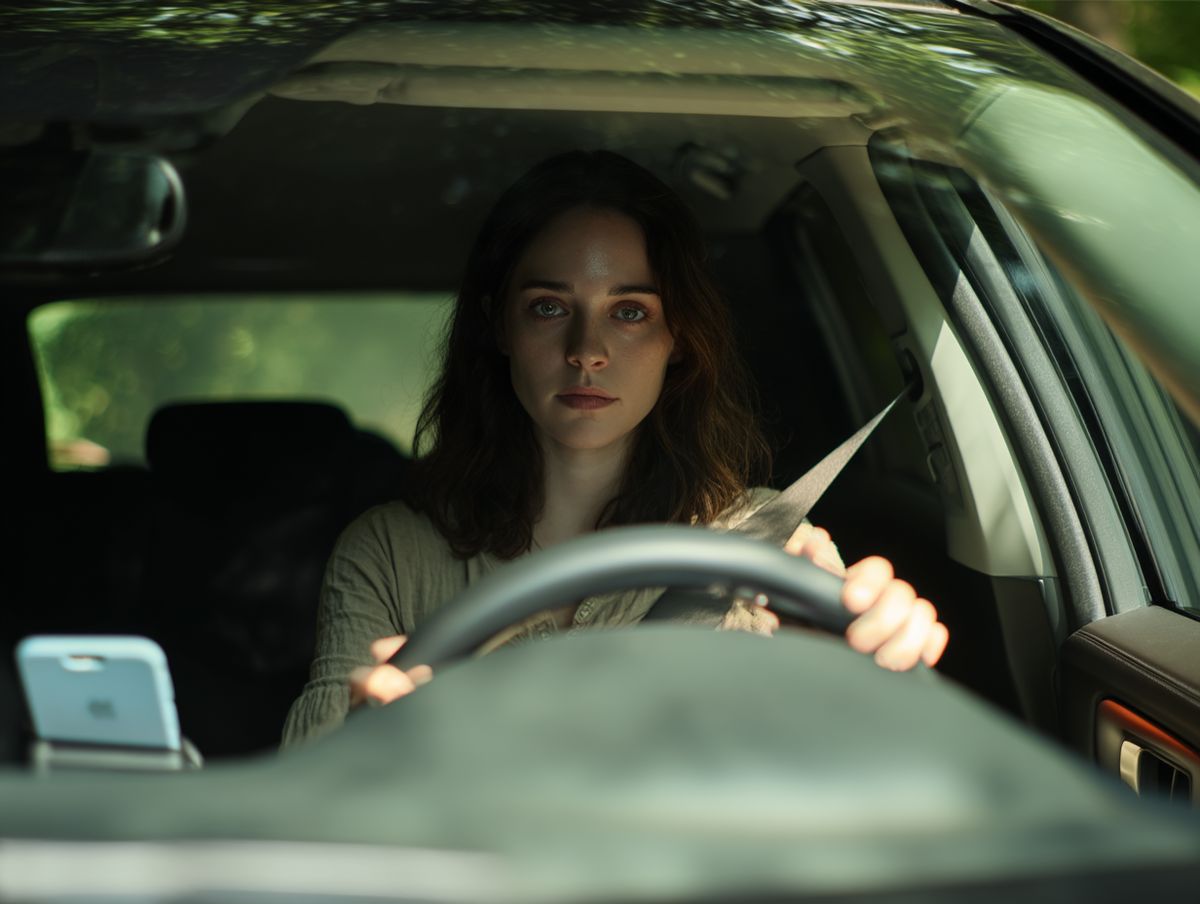 Femme en larmes dans une voiture