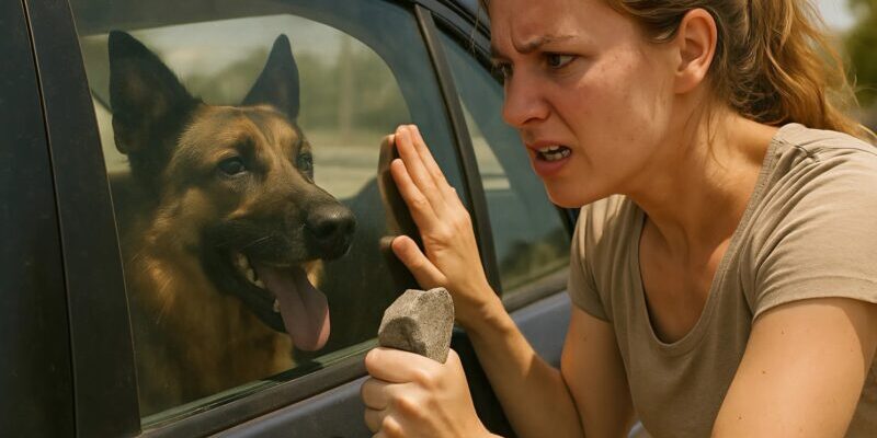 Chien enfermé dans une voiture en plein soleil