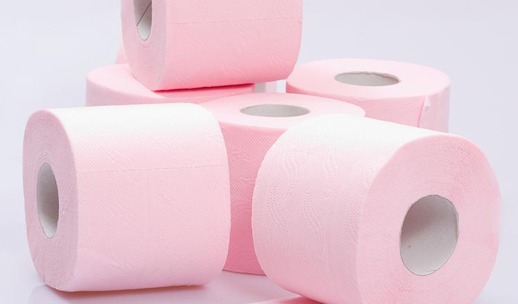 Papier toilette rose roulé - matière première pour bricolage
