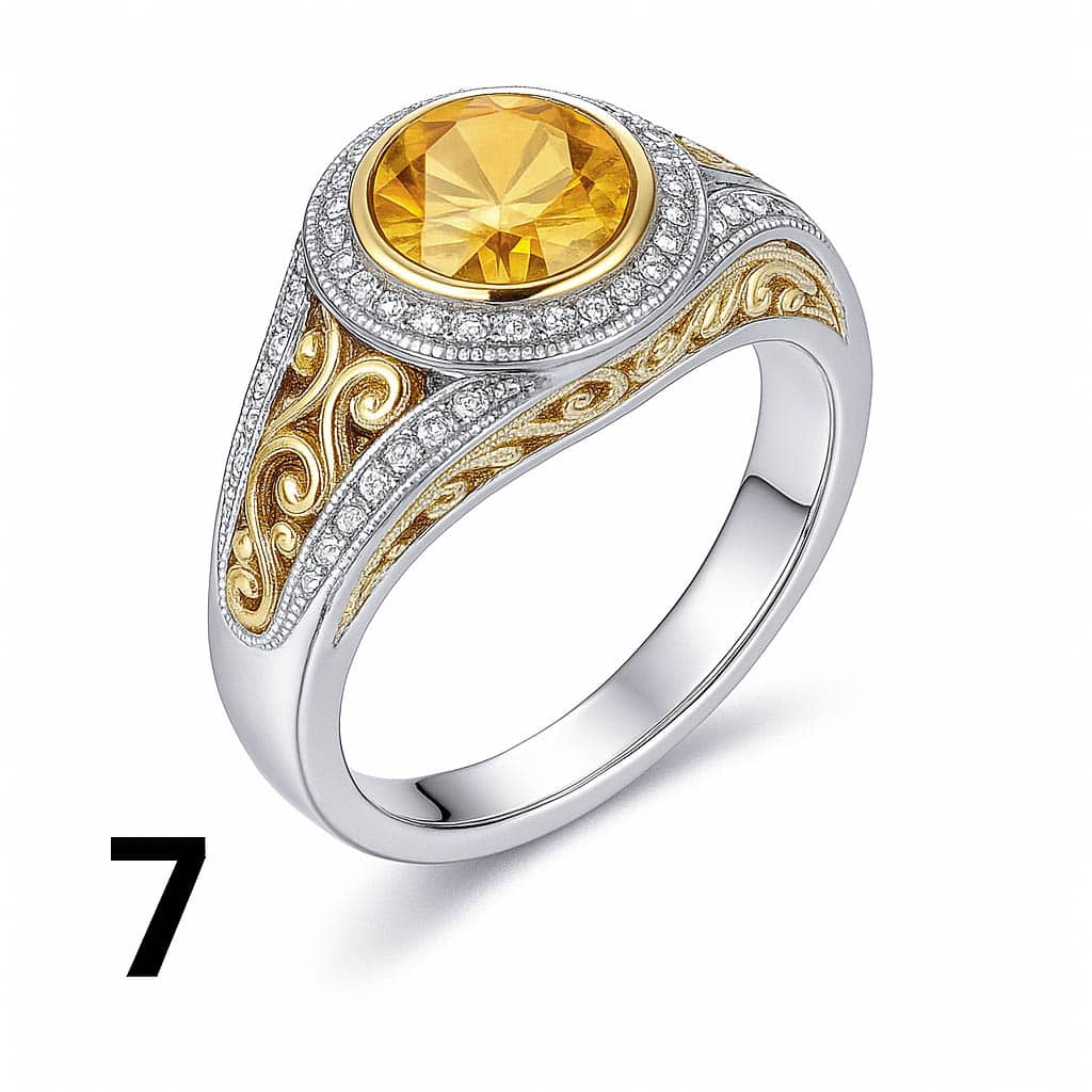 Bague orange doré étincelante
